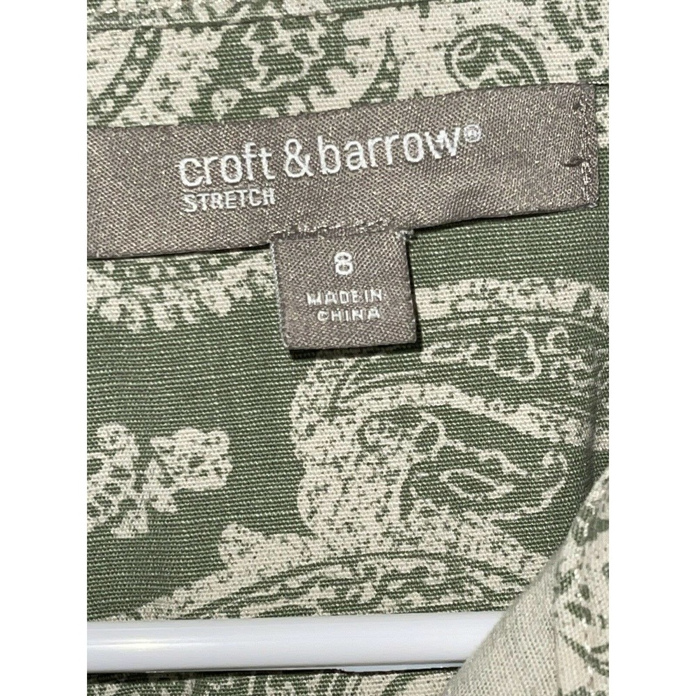 Croft and Barrow Women’s Green Paisley Design Button Up Jean Jacket Sz 8 - Picture 2 of 6
